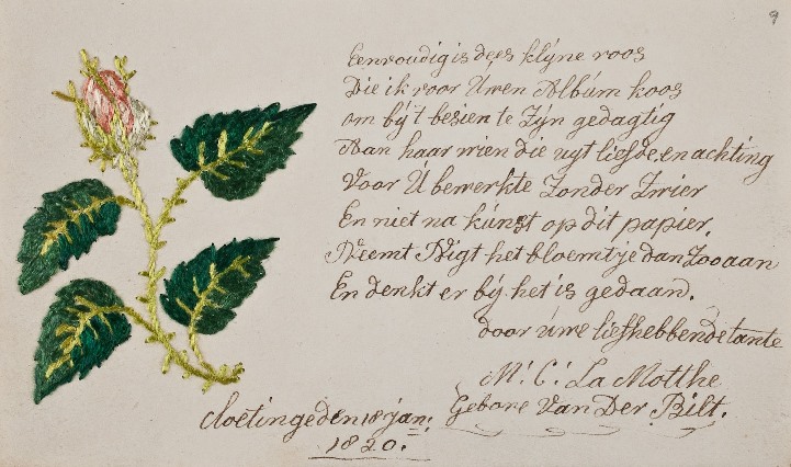 Poezie album gedicht Maria C. v.d.Bilt La Motthe 1820 klein